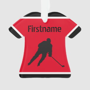 IJshockeykerstsieraad - rode zwarte trui Ornament