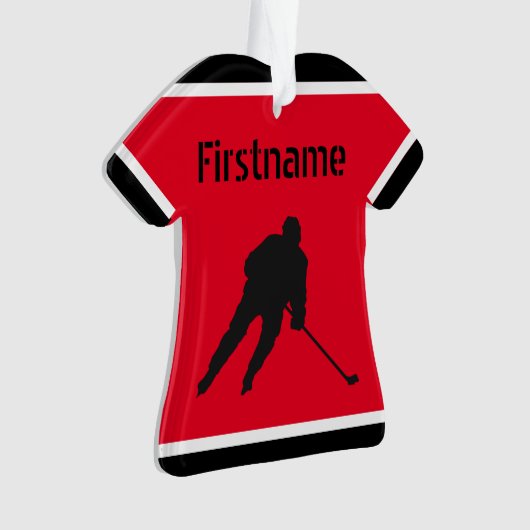 IJshockeykerstsieraad - rode zwarte trui Ornament (voorkant)