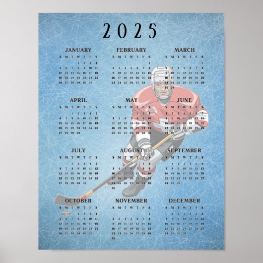 IJshockeyontwerp 2025 kalenderposter Poster (Voorkant)