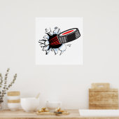 ijshockeypuck loopt door poster (Keuken)