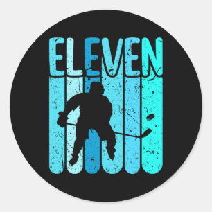 IJshockeyspeler 11e verjaardag Jongens IJshockey Ronde Sticker