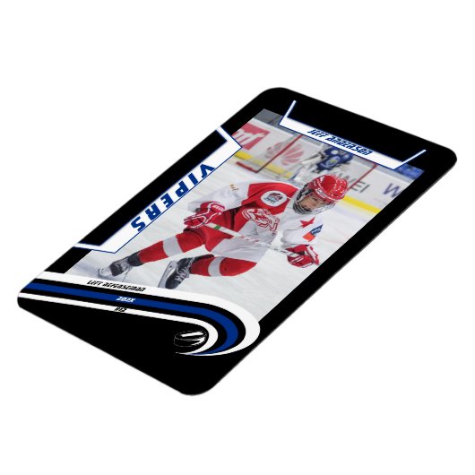 ijshockeyspeler aandenken aan levendig blauw zwart magneet (Linkerzijde)