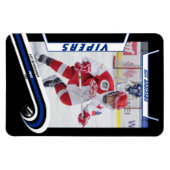 ijshockeyspeler aandenken aan levendig blauw zwart magneet (Horizontaal)