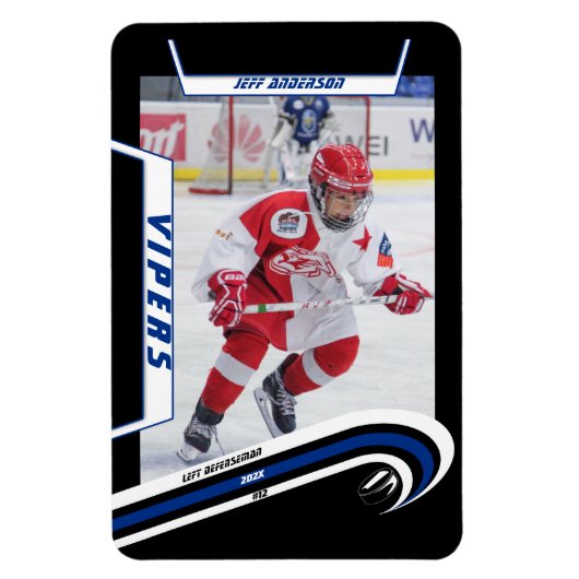 ijshockeyspeler aandenken aan levendig blauw zwart magneet (Verticaal)