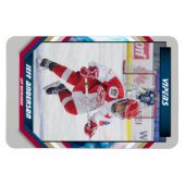 ijshockeyspeler aandenken op cool grey custom magneet (Horizontaal)