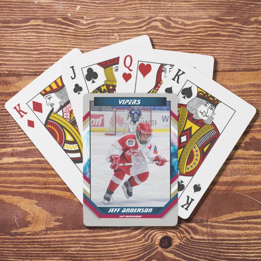 ijshockeyspeler aandenken op cool grey custom pokerkaarten