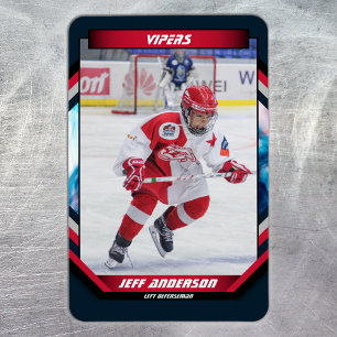 IJshockeyspeler Aandenken Op Koel Blauw Aangepast Magneet