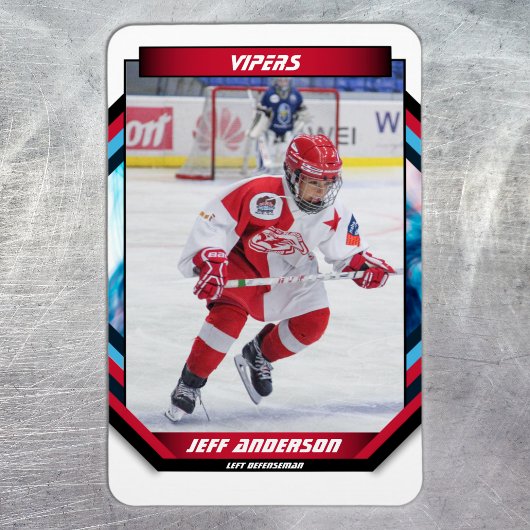 ijshockeyspeler aandenken op koele rode aangepaste magneet