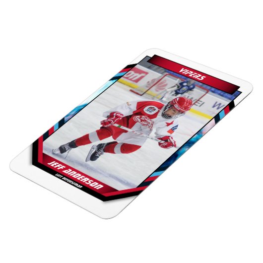 ijshockeyspeler aandenken op koele rode aangepaste magneet (Linkerzijde)