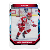 ijshockeyspeler aandenken op koele rode aangepaste magneet (Verticaal)