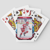 ijshockeyspeler aandenken op koele rode aangepaste pokerkaarten (Achterkant)