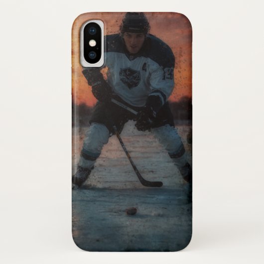 IJshockeyspeler bij zonsondergang Case-Mate iPhone Case (Achterkant)