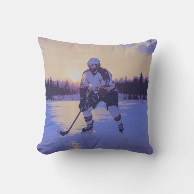 IJshockeyspeler bij zonsopgang Kussen (Voorkant)