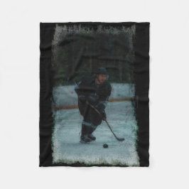 IJshockeyspeler die zich opwarmt Fleece Deken