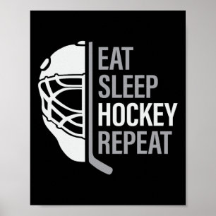 IJshockeyspeler Eet Slaap Hockey Herhaal Heren En Poster