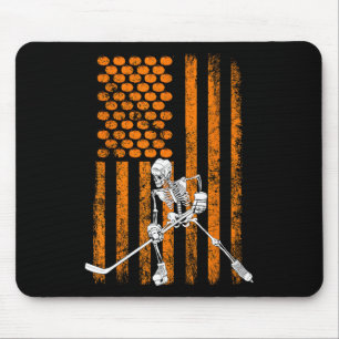 IJshockeyspeler Fan-cadeau Skelet Halloween T-shir Muismat