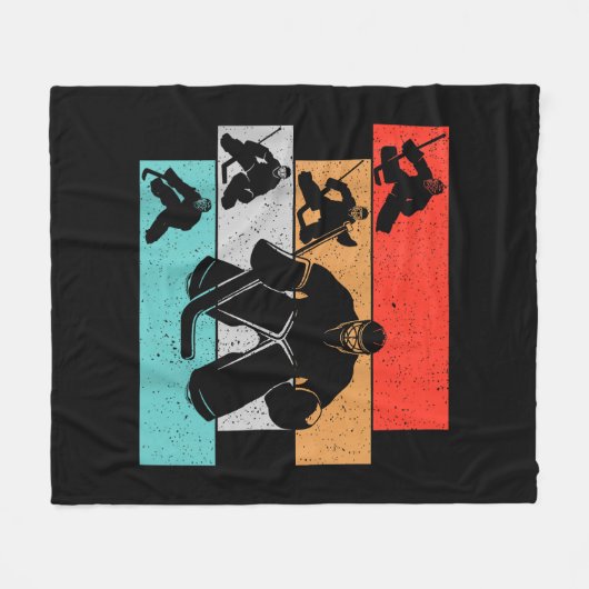 IJshockeyspeler Fleece Deken (Voorkant (Horizontaal))