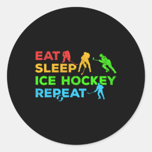 IJshockeyspeler I Eet Slaap IJshockey Herhaal I Ronde Sticker