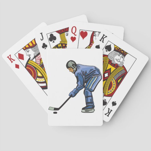 IJshockeyspeler in blauwe uniform Pokerkaarten (Achterkant)