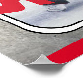 IJshockeyspeler op  Red Metal Poster (Hoek)