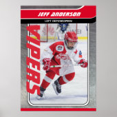 IJshockeyspeler op  Red Metal Poster (Voorkant)