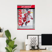 IJshockeyspeler op  Red Metal Poster (Thuiskantoor)