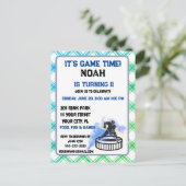 IJshockeyspeler sportthema uitnodigingskaart Uitnodiging Briefkaart (Staand voorkant)