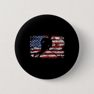 IJshockeyspeler Usa Amerikaanse Vlag 4 juli Gi Ronde Button 5,7 Cm