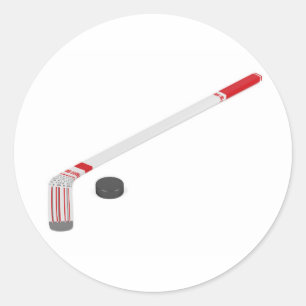Ijshockeystick en puck ronde sticker