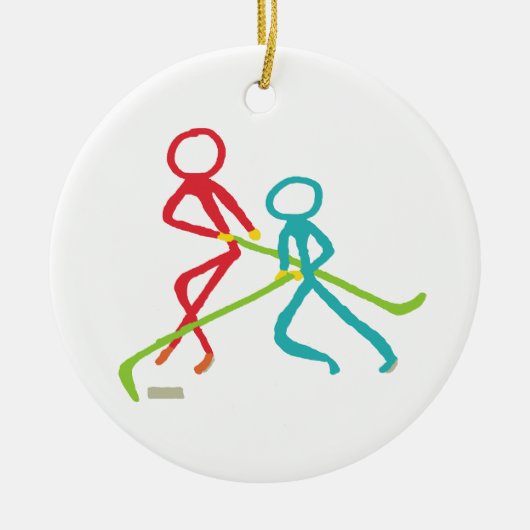 ijshockeystickmen keramisch ornament (Voorkant)