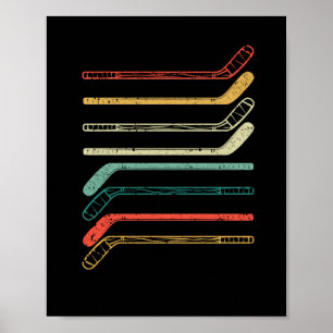 IJshockeystickspeler ventilatoren silhouette winte Poster