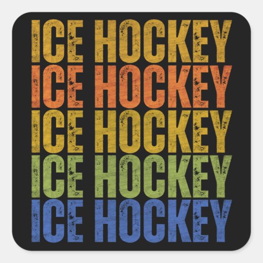 IJshockeytypografie Vierkante Sticker (Voorkant)