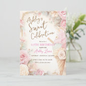 ijshoorntje, Blush roze ijsje Kaart (Staand voorkant)