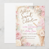 ijshoorntje, Blush roze ijsje Kaart (Voorkant / Achterkant)