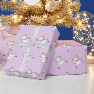 IJshuid Snowmen Paars Cadeaupapier