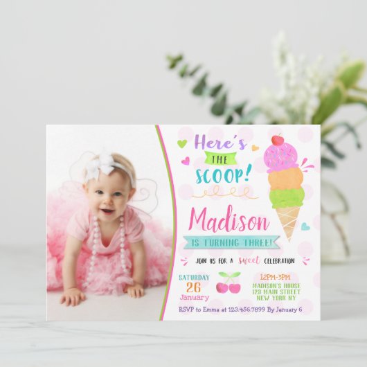 Ijsijs verjaardagsuitnodigingen kaart (Staand voorkant)