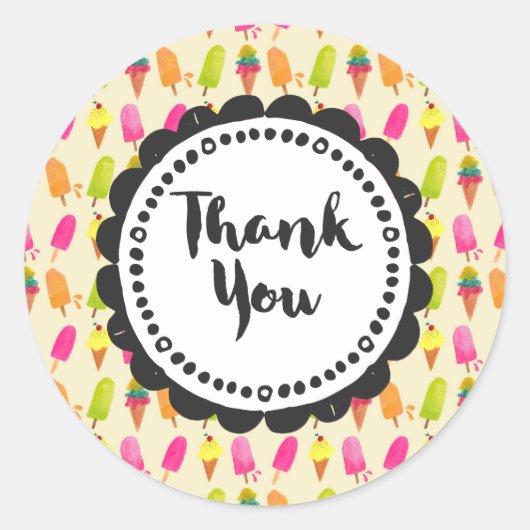 ijsijsjes en ijsjes dank u ronde sticker (Voorkant)
