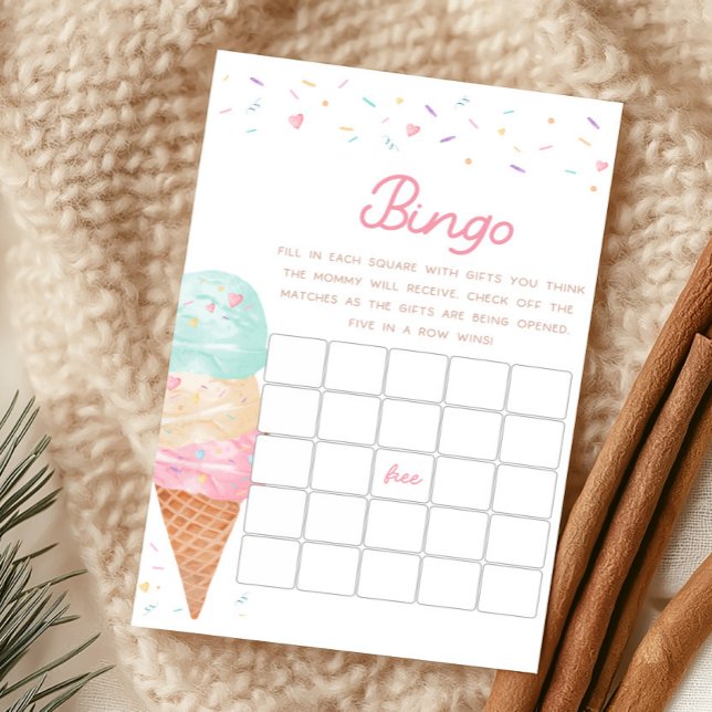 Ijsje Baby Shower Bingo Spel (Ice Cream Sprinkled with Love Baby Shower Bingo Game)
