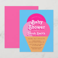 Ijsje Baby Shower Roze Kegel Budget Uitnodiging