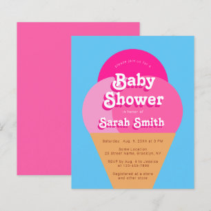 Ijsje Baby Shower Roze Kegel Budget Uitnodiging