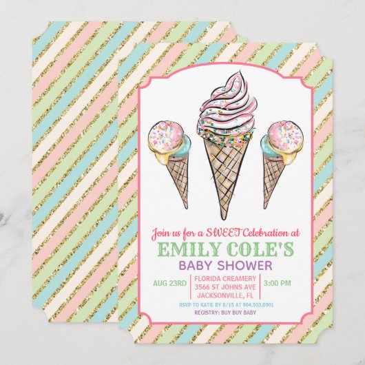 Ijsje Baby Shower Uitnodiging (Voorkant / Achterkant)