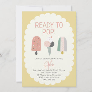 Ijsje Baby Shower Uitnodiging Geel Goud Pop