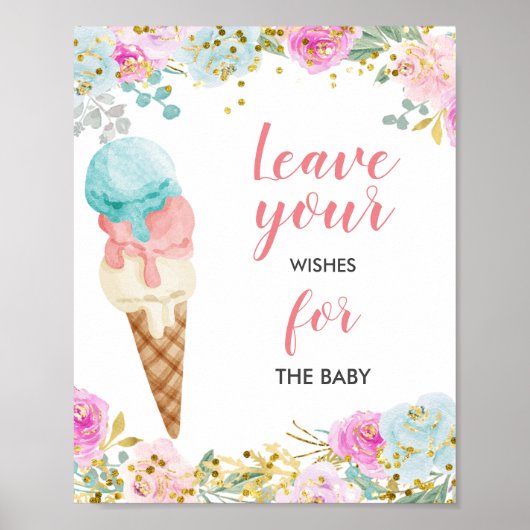Ijsje Baby Shower Wensen voor Baby Bord Poster (Voorkant)