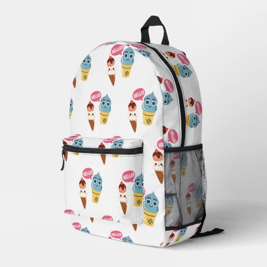 ijsje bedrukte rugzak (Achterkant Hoek Rechts)