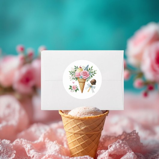 Ijsje Bruilofts Bruidsshower Enveloppe Sluitzegel Ronde Sticker