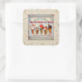  ijsje conus salon teken schattige strooiwagens vierkante sticker (Tas)