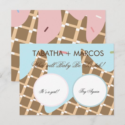 Ijsje Druppend Geslacht Reveal Doe-het-zelf Kraska Aankondigingskaart (Voorkant / Achterkant)