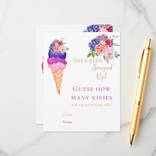Ijsje Funny Guess Game Trouwfeest Bruidsmeisjes Bo Informatiekaartje (Voorkant / Achterkant in situ)
