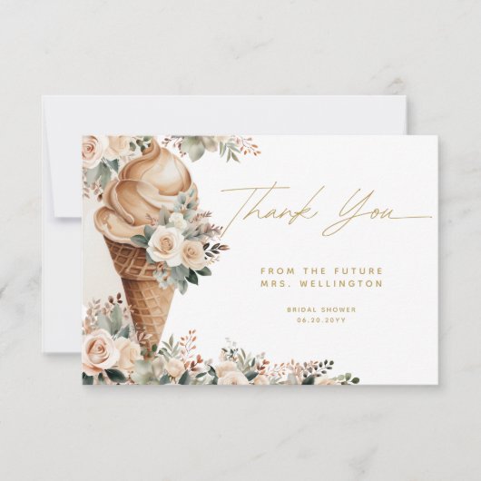 Ijsje Gescoord Bloemig Boho Bruidsdouche Bedankkaart (Voorkant)