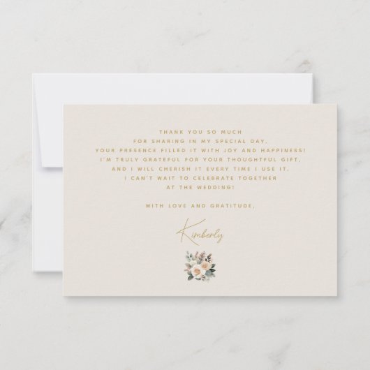 Ijsje Gescoord Bloemig Boho Bruidsdouche Bedankkaart (Achterkant)